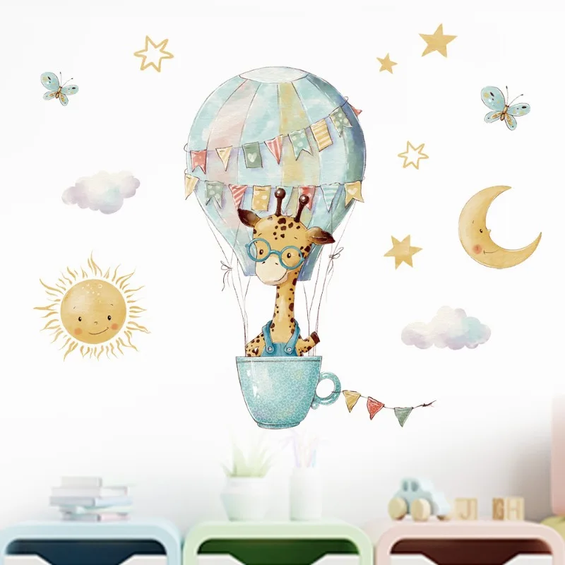 Baby Nursery Wallpaper Girl - Autocollants muraux girafe de dessin animé