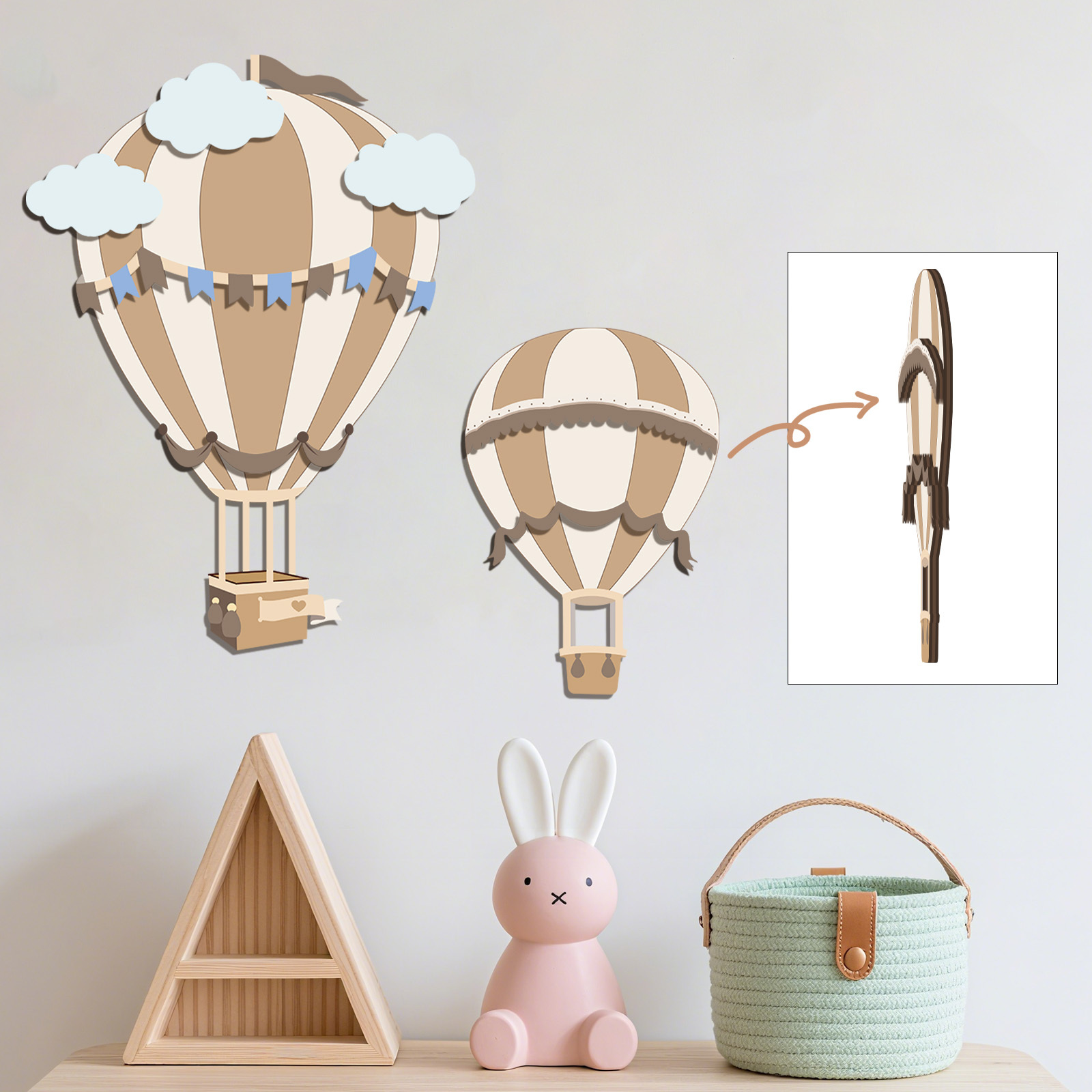 Baby Nursery Neutral - Décoration murale en bois en forme