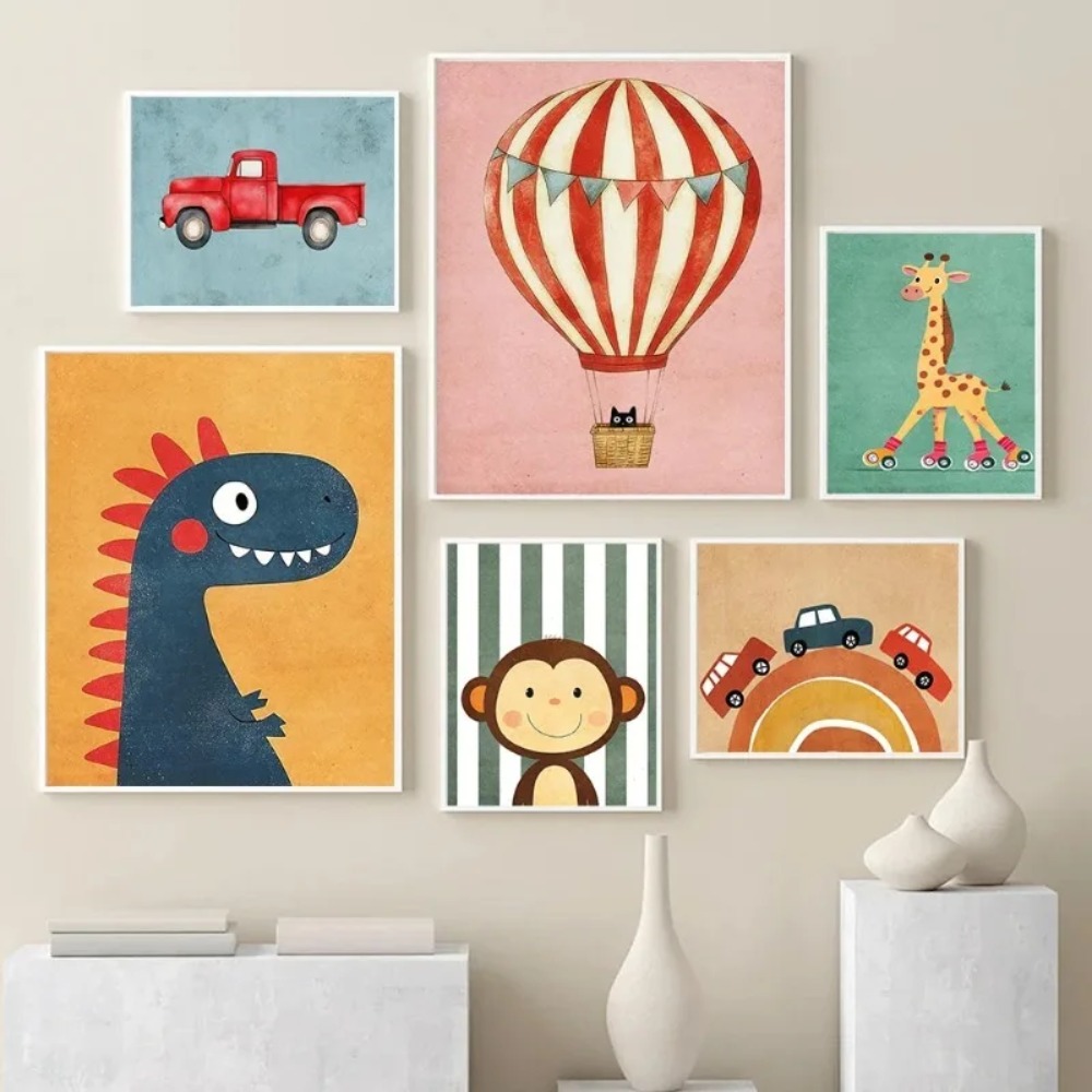Baby Nursery Neutral - Affiches et impressions d'animaux amusants (tigre,