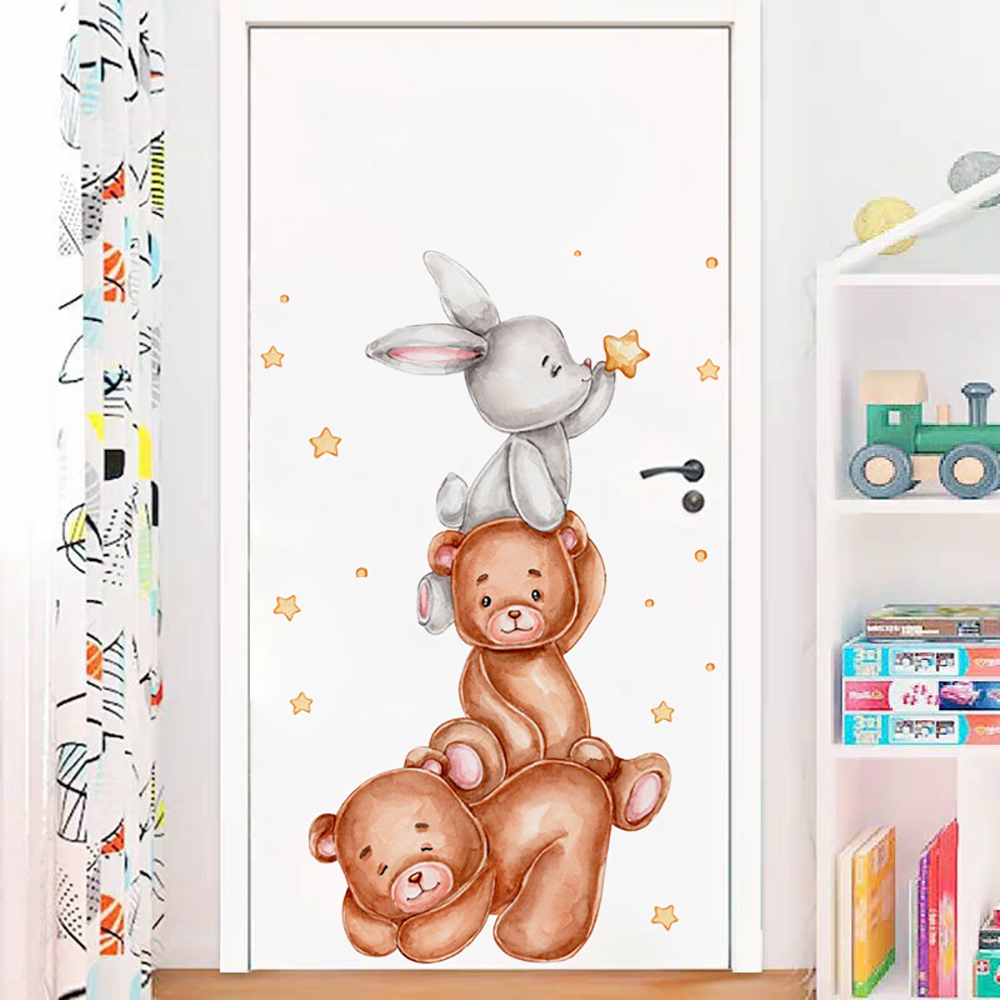 Baby Nursery Wallpaper Girl - Autocollants Muraux en Forme de Lapin,