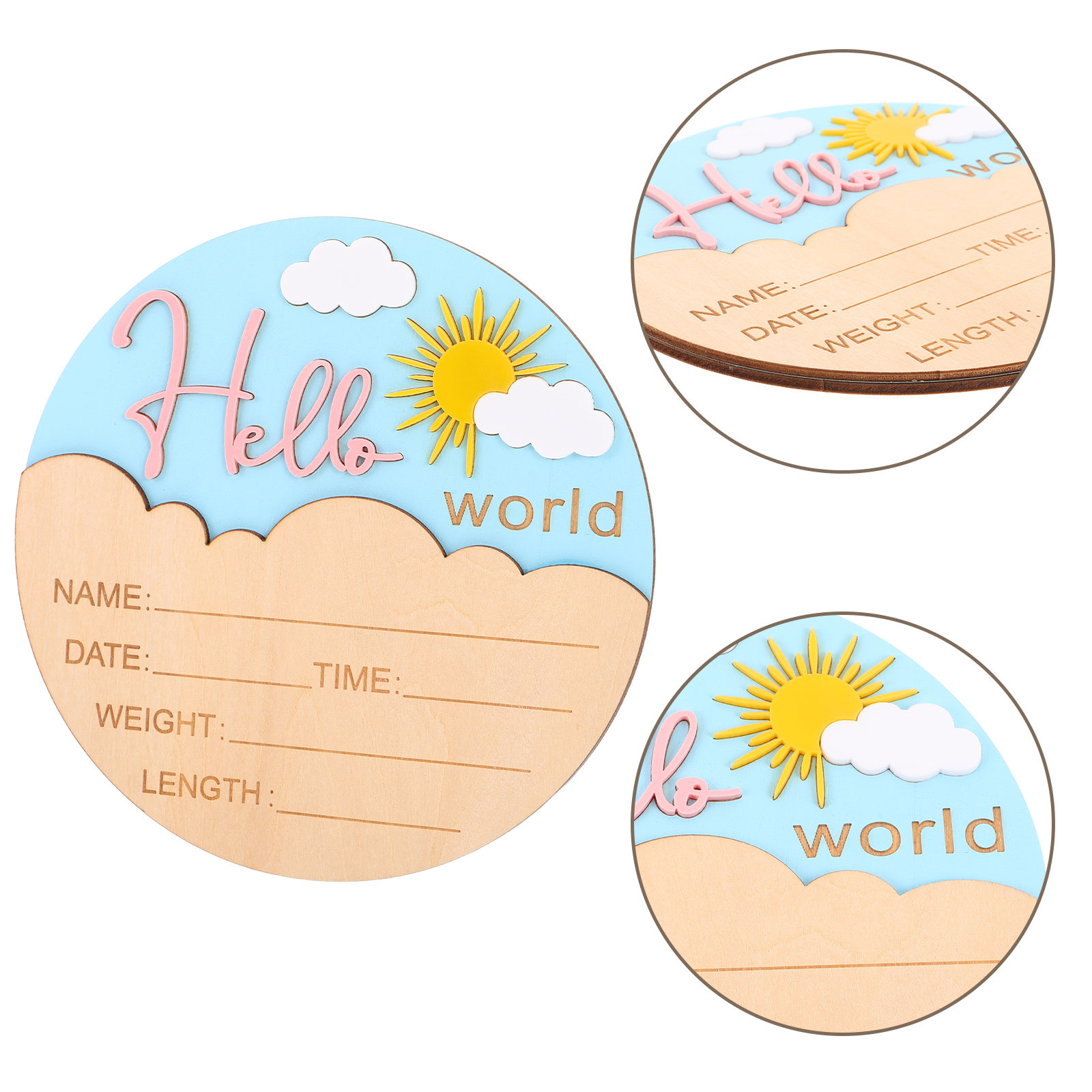 Baby Nursery Neutral - Panneau de bienvenue rond en bois
