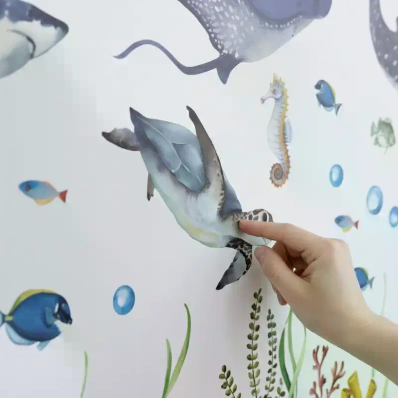 Baby Nursery Stickers - Autocollants muraux Ocean Life, requins en