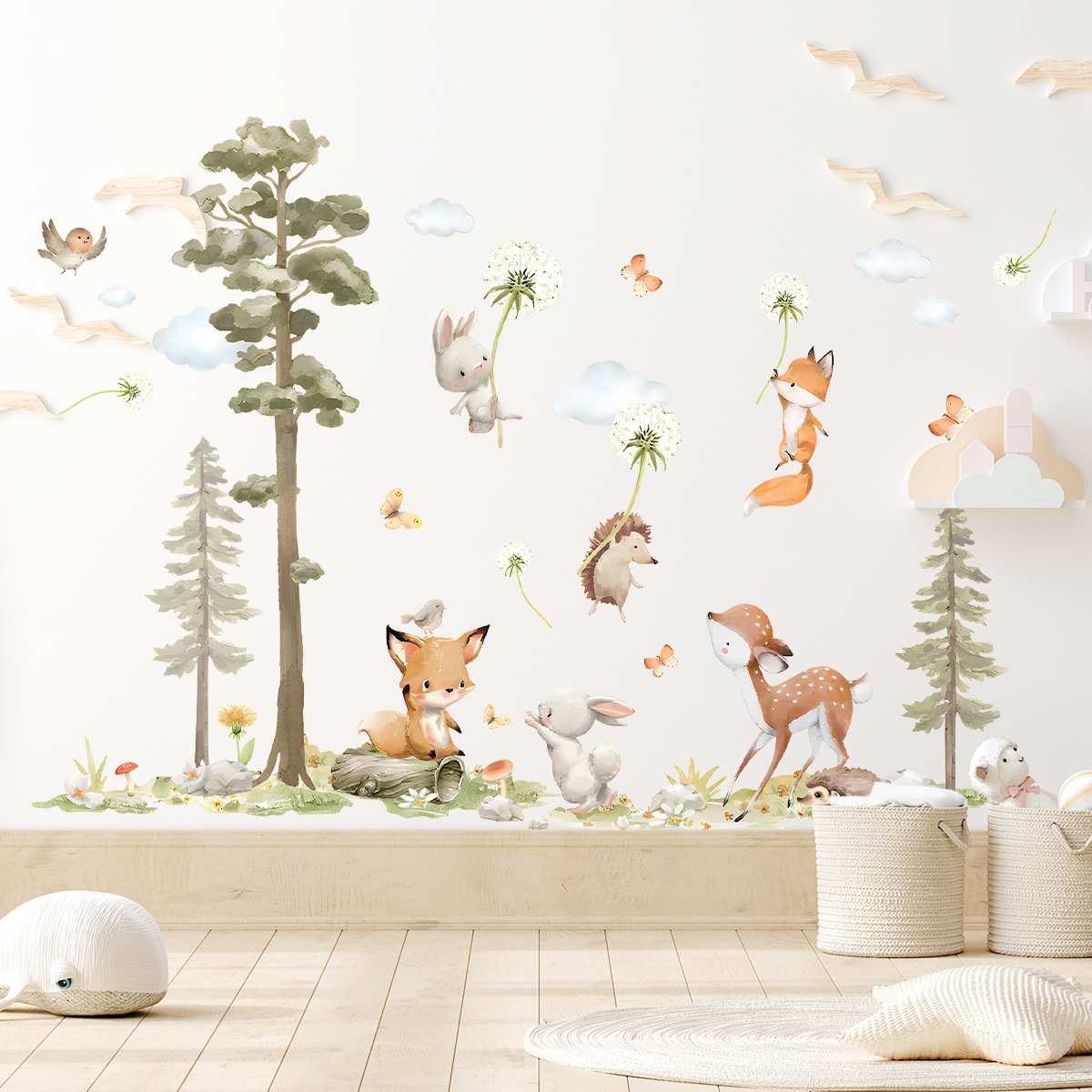 Baby Nursery Wallpaper Girl - Autocollants muraux animaux de la forêt