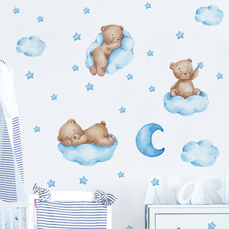 Baby Nursery Wallpaper Girl - Autocollants muraux en forme d'ours en