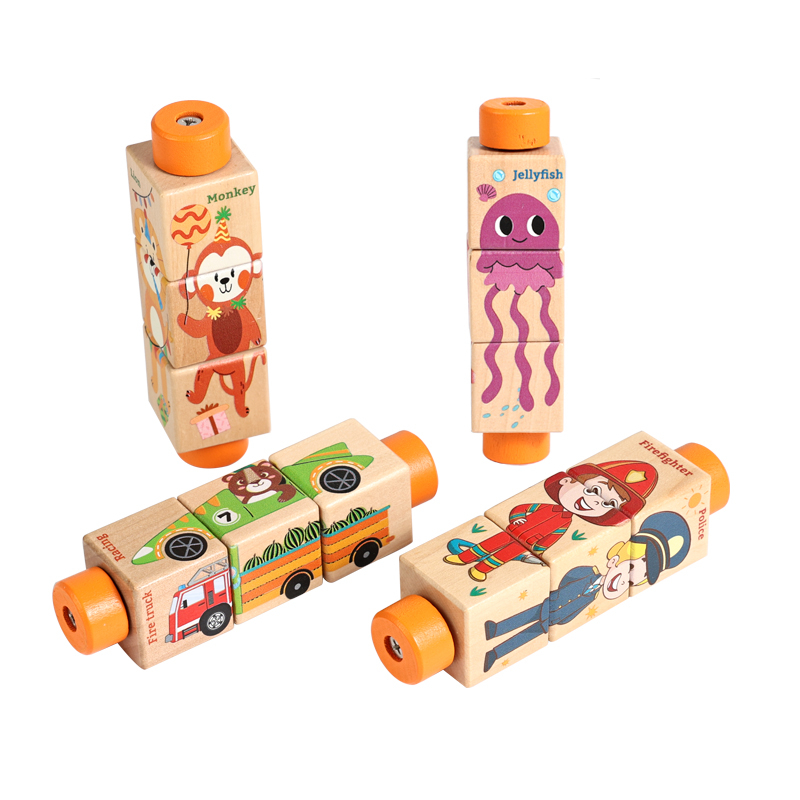Baby Nursery Mobile - Puzzle rotatif en bois pour bébé,