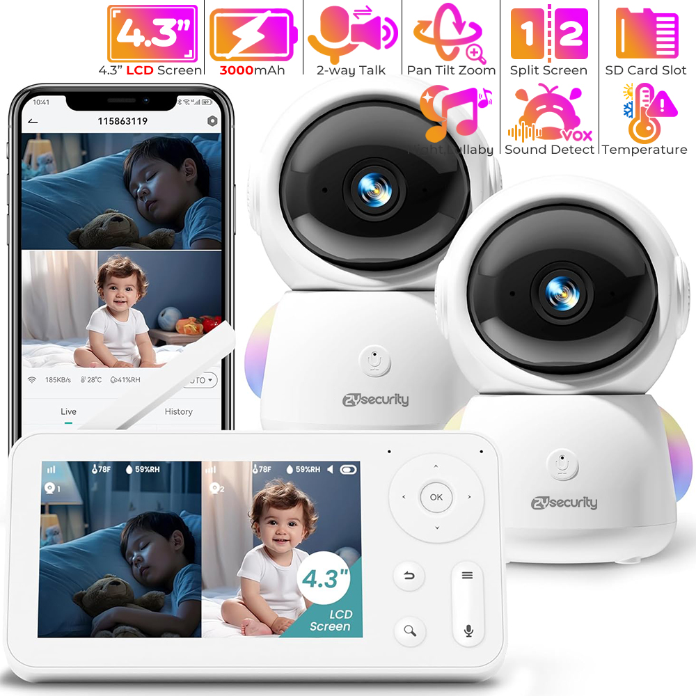 Baby Nursery Mobile - Babyphone 2K avec 2 Caméras et