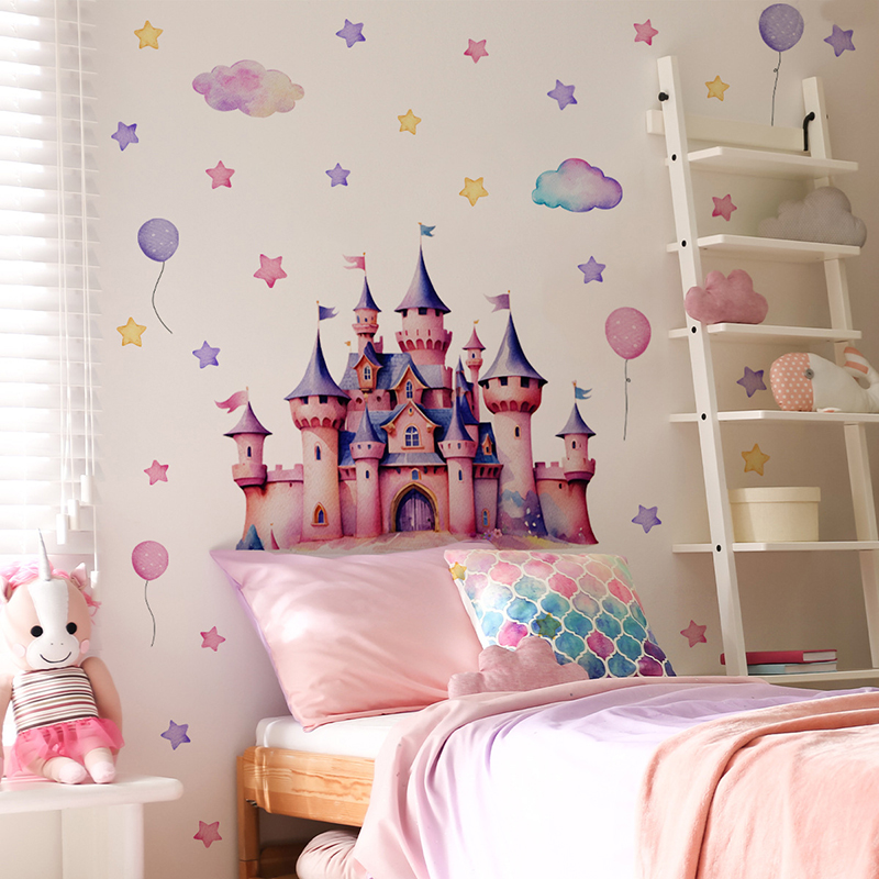 Autocollant mural château de d - Baby Nursery Wallpaper Girl avis et prix