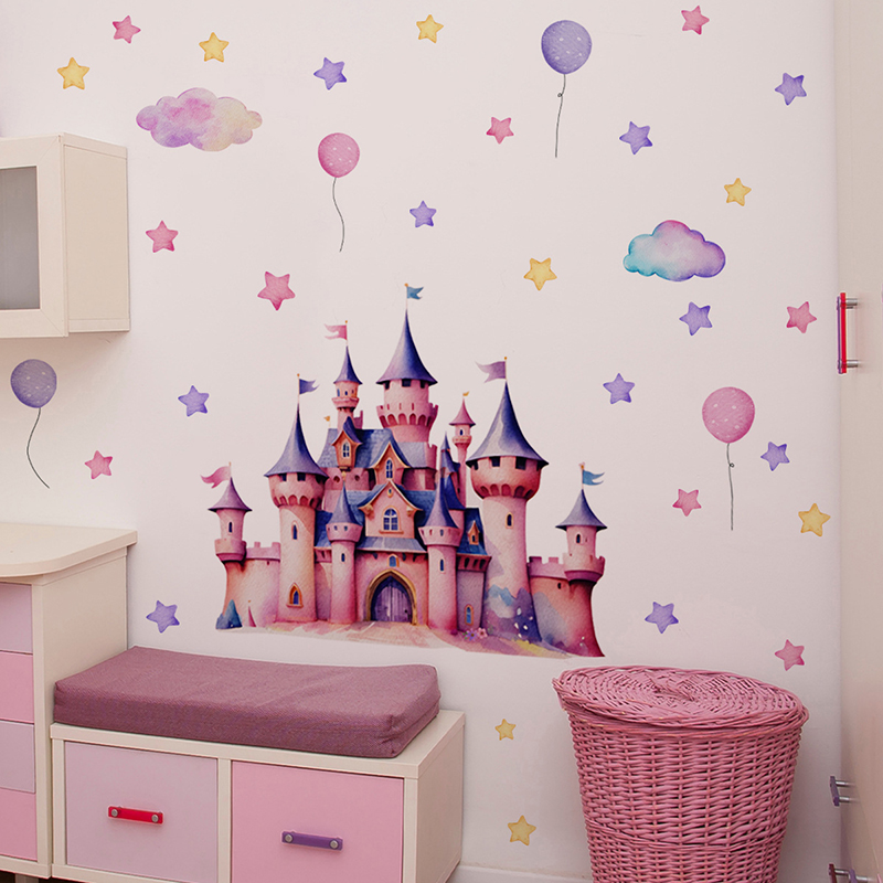 Autocollant mural château de d - Baby Nursery Wallpaper Girl avis et prix