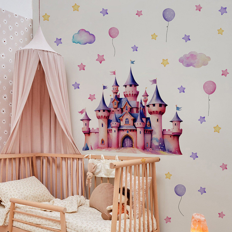 Autocollant mural château de d - Baby Nursery Wallpaper Girl avis et prix
