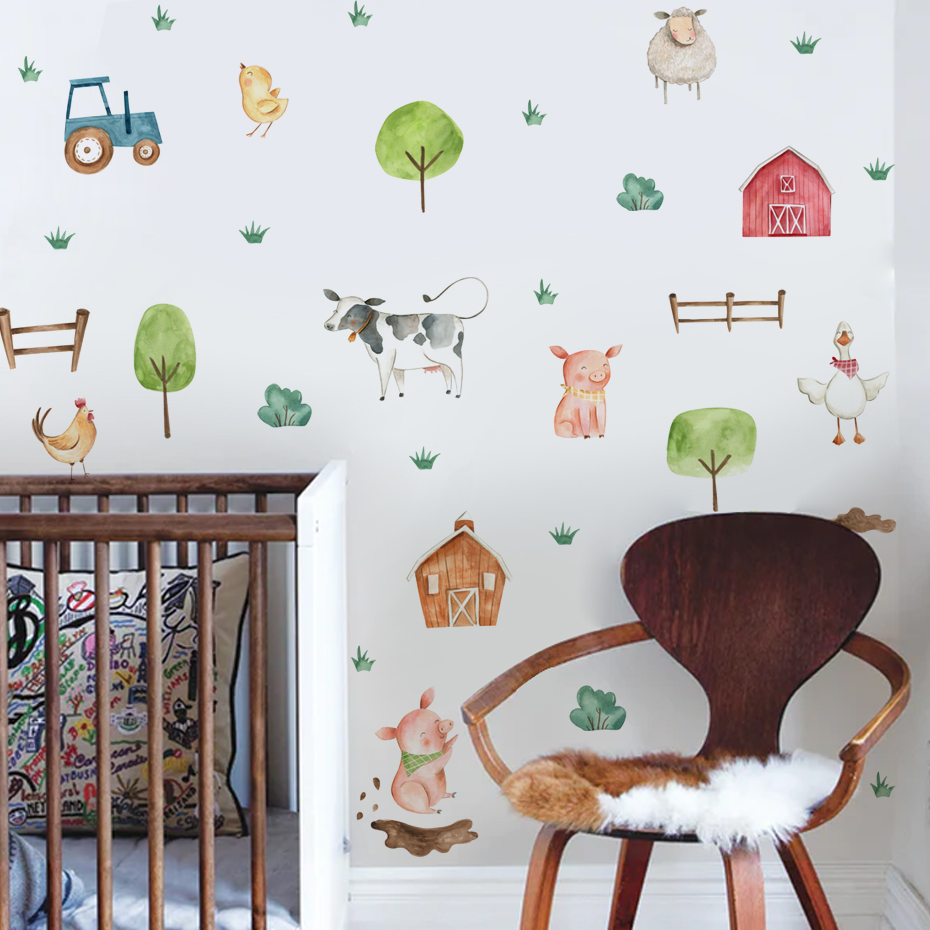 Boho aquarelle mignon animaux  - Baby Nursery Stickers avis et prix