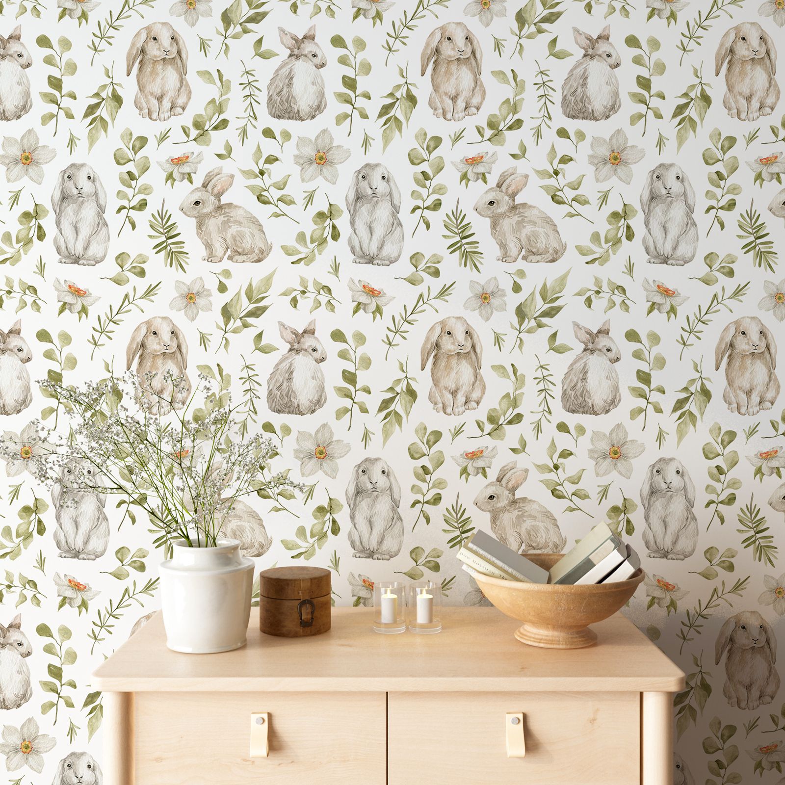 Papier Peint Lapin pour Chambr - Baby Nursery Wallpaper Girl avis et prix