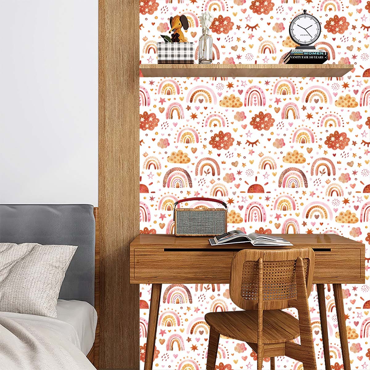 Papier peint arc-en-ciel à déc - Baby Nursery Wallpaper Girl avis et prix