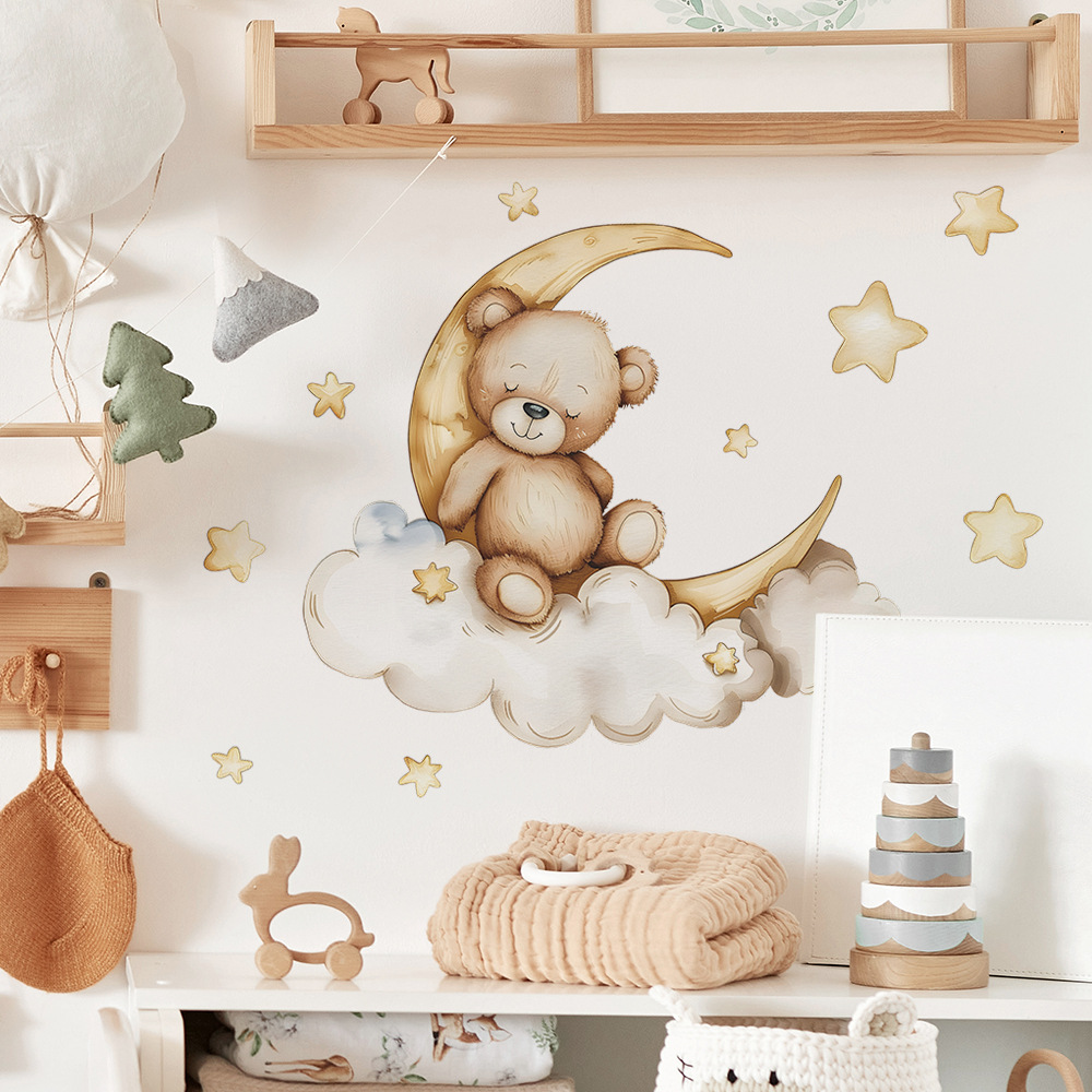 Autocollants muraux ours étoil - Baby Nursery Wallpaper Girl avis et prix